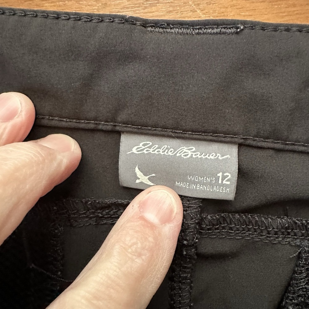 Eddie Bauer Capri Pants Women's Sz 12 Black Outdoor Adventures Stretch Trail - Picture 4 of 8
